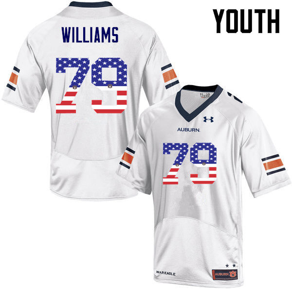 Youth Auburn Tigers #79 Andrew Williams USA Flag Fashion White College Stitched Football Jersey